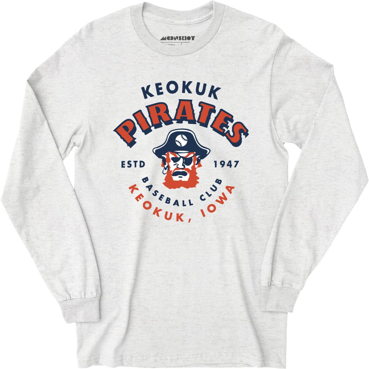 White Label Mfg Keokuk Pirates - Iowa - Vintage Defunct Baseball Teams - 3/4 Sleeve Raglan T-Shirt White/Navy / L