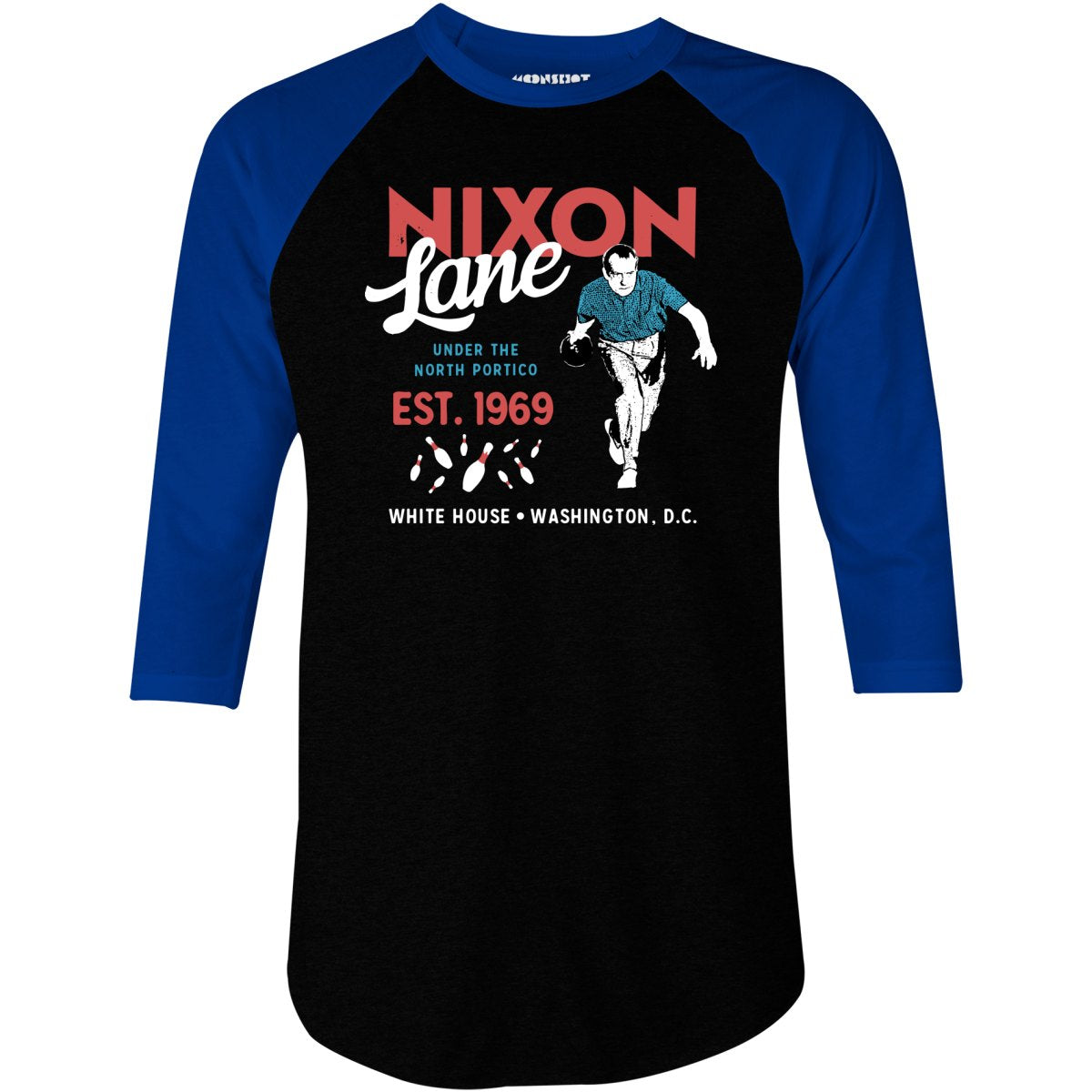Nixon Lane - Washington D.C. - Vintage Bowling Alley - 3/4 Sleeve Raglan  T-Shirt