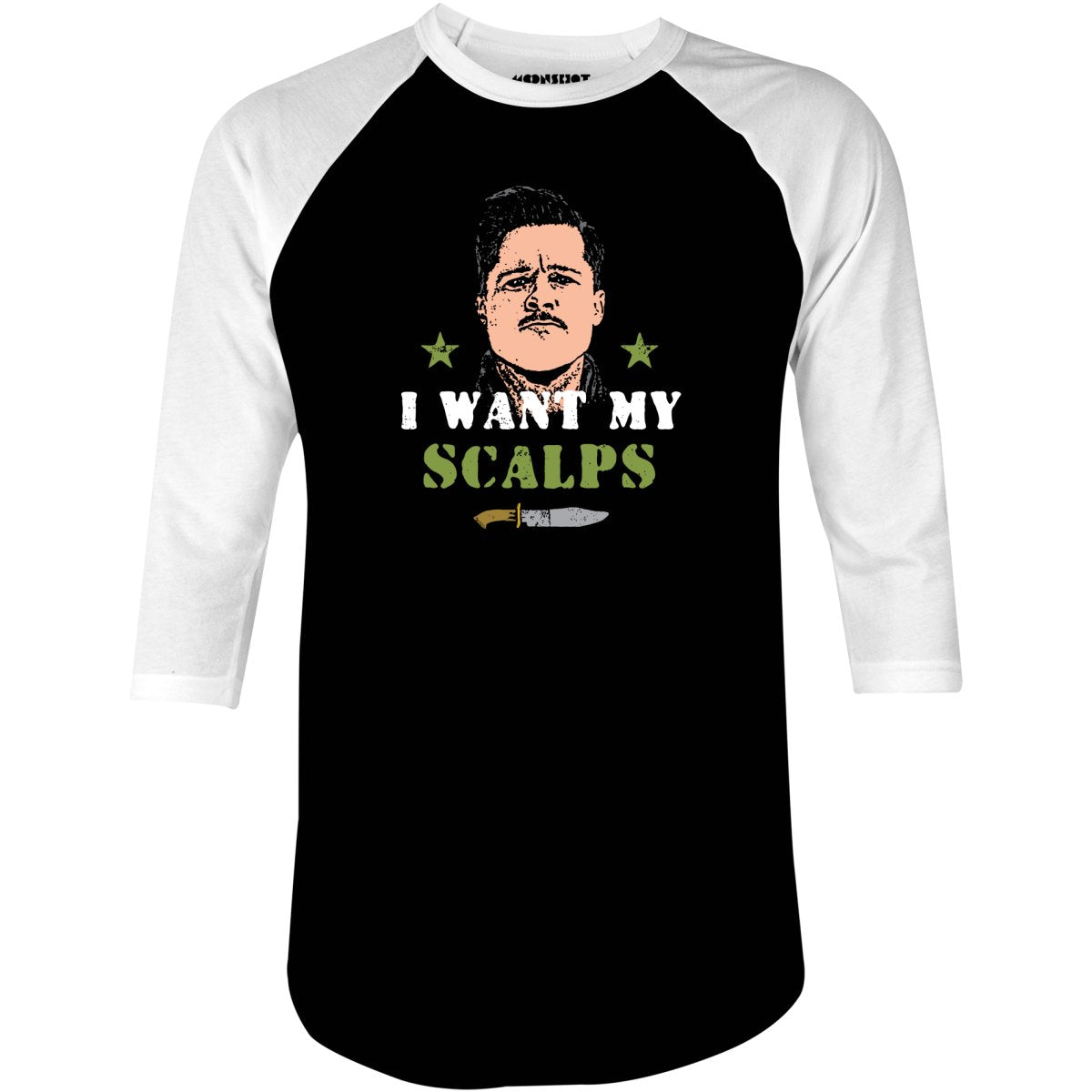 Aldo Raine - I Want My Scalps - 3/4 Sleeve Raglan T-Shirt