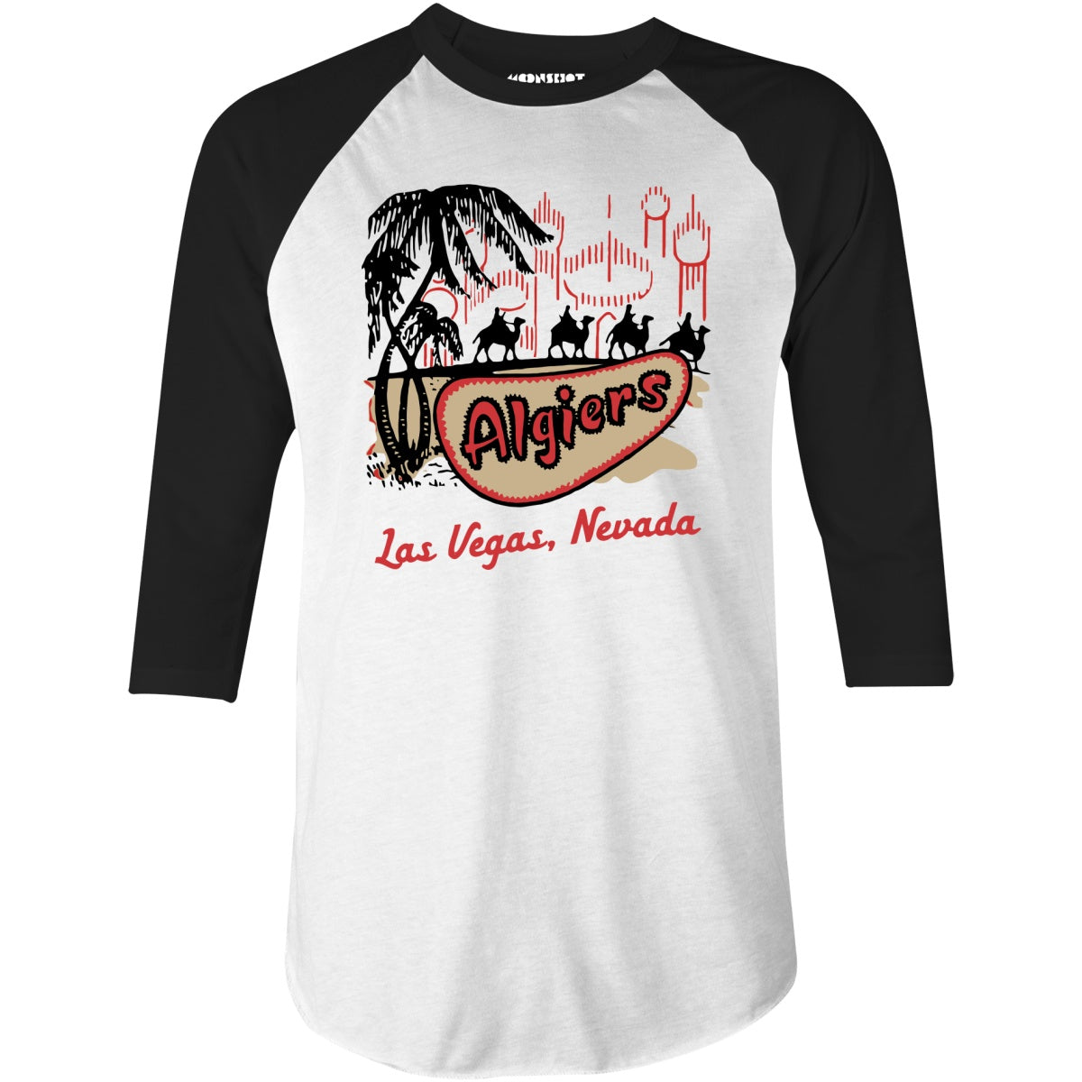 Algiers Hotel v2 - Vintage Las Vegas - 3/4 Sleeve Raglan T-Shirt