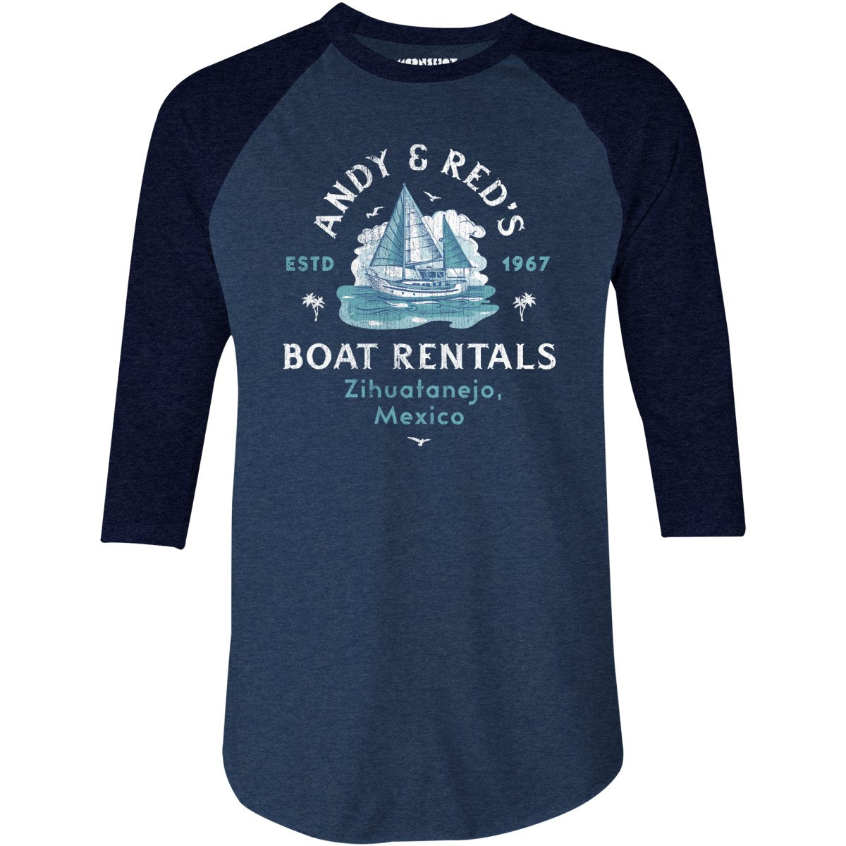 Andy & Red's Boat Rentals - 3/4 Sleeve Raglan T-Shirt