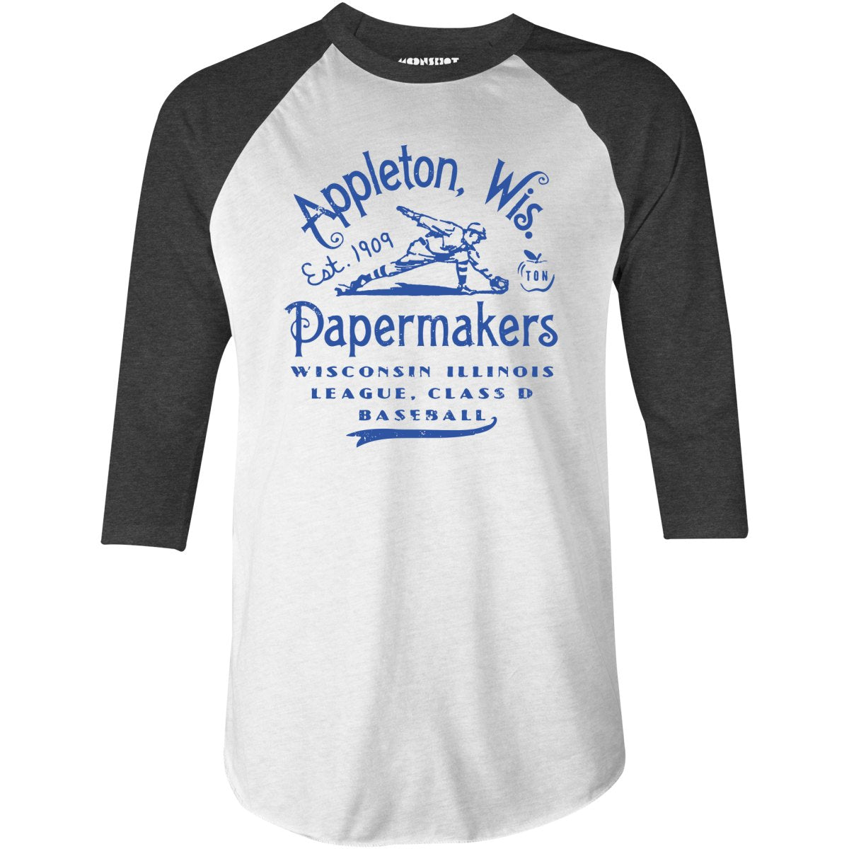 Appleton Papermakers - Wisconsin - Vintage Defunct Baseball Teams - 3/4 Sleeve Raglan T-Shirt