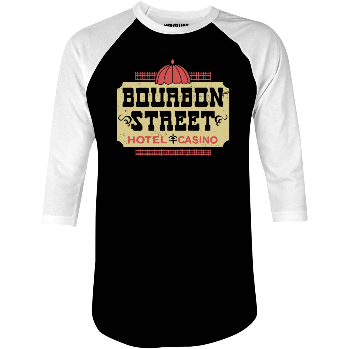 Bourbon Street - Vintage Las Vegas - 3/4 Sleeve Raglan T-Shirt