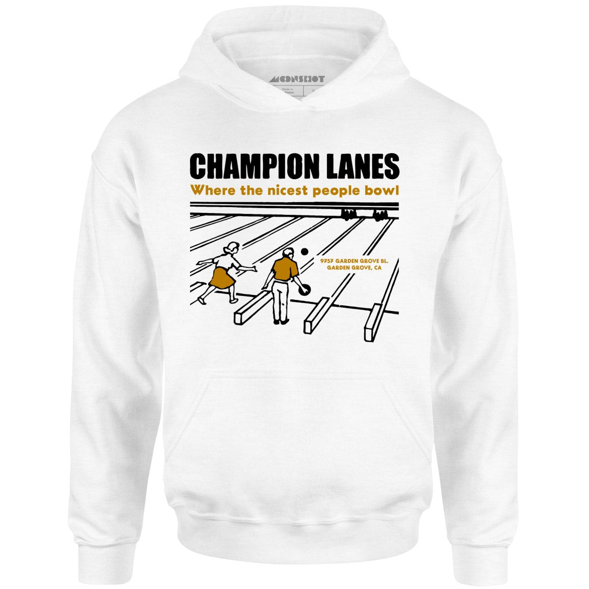 Champion Lanes - Garden Grove, CA - Vintage Bowling Alley - Unisex Hoodie