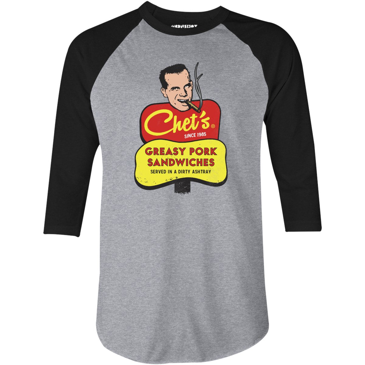 Chet's Greasy Pork Sandwiches - 3/4 Sleeve Raglan T-Shirt