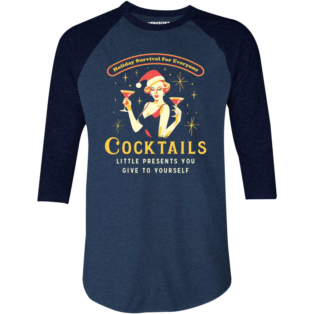 Christmas Cocktails - 3/4 Sleeve Raglan T-Shirt