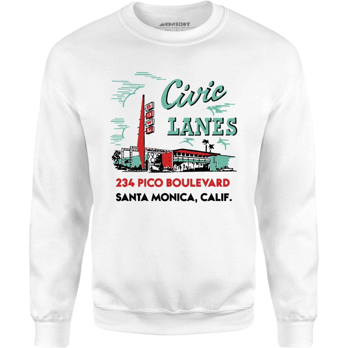 Civic Lanes - Santa Monica, CA - Vintage Bowling Alley - Unisex Sweatshirt