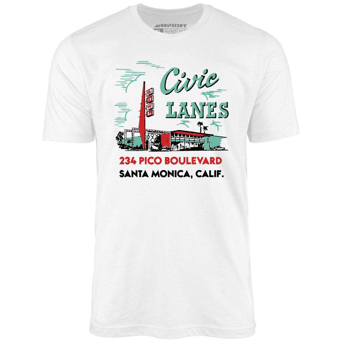 Civic Lanes - Santa Monica, CA - Vintage Bowling Alley - Unisex T-Shirt