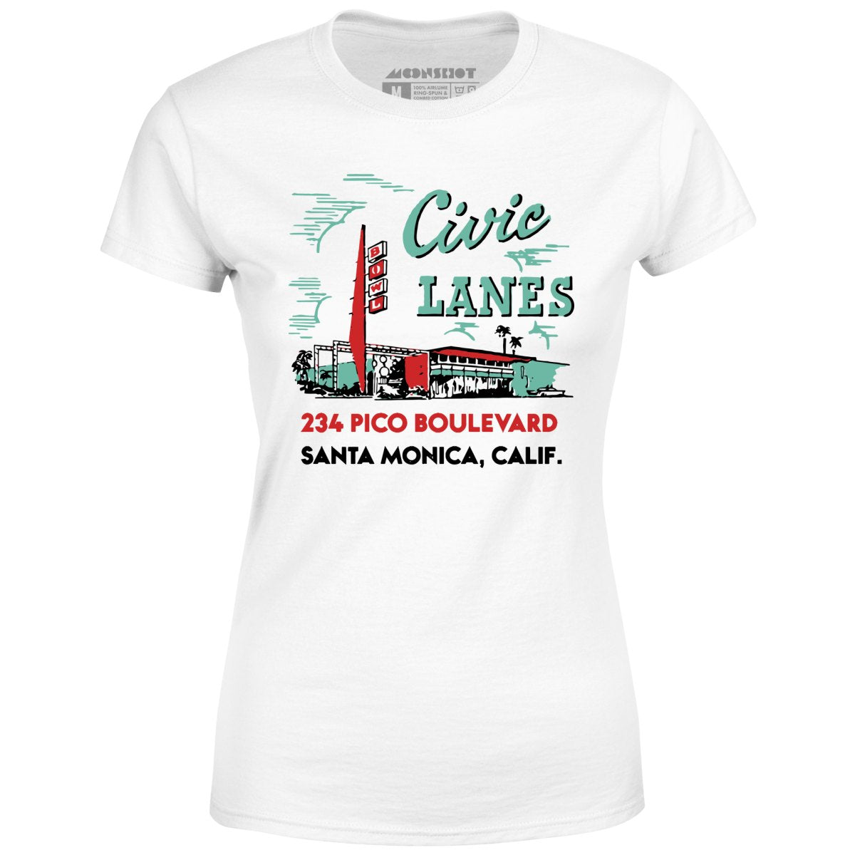 Civic Lanes - Santa Monica, CA - Vintage Bowling Alley - Women's T-Shirt