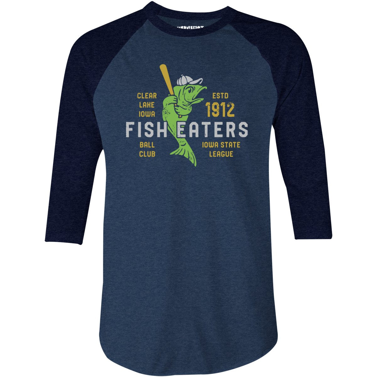 Clear Lake Fish Eaters - Iowa - Vintage Defunct Baseball Teams - 3/4 Sleeve Raglan T-Shirt