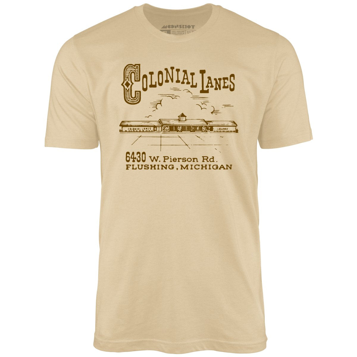 Colonial Lanes - Flushing, MI - Vintage Bowling Alley - Unisex T-Shirt