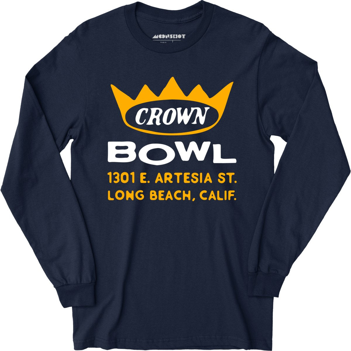 Crown Bowl - Long Beach, CA - Vintage Bowling Alley - Long Sleeve T-Shirt