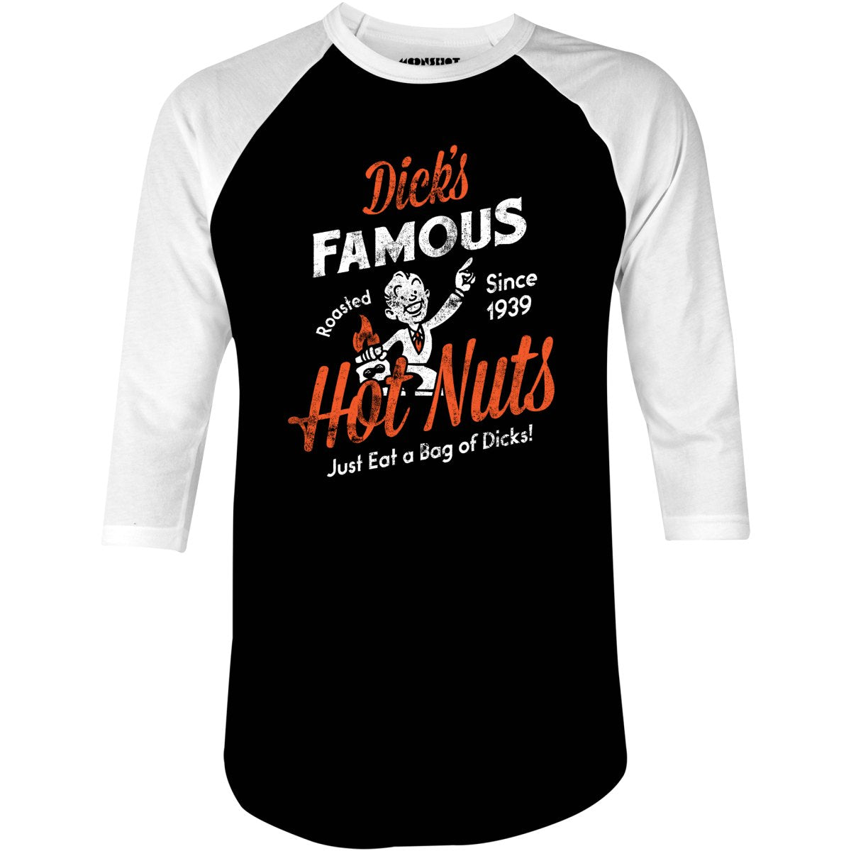 Dick's Famous Hot Nuts - 3/4 Sleeve Raglan T-Shirt