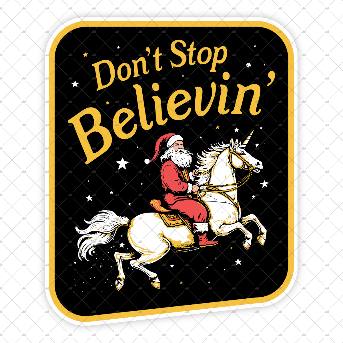 Don't Stop Believin' Santa Unicorn - Sticker