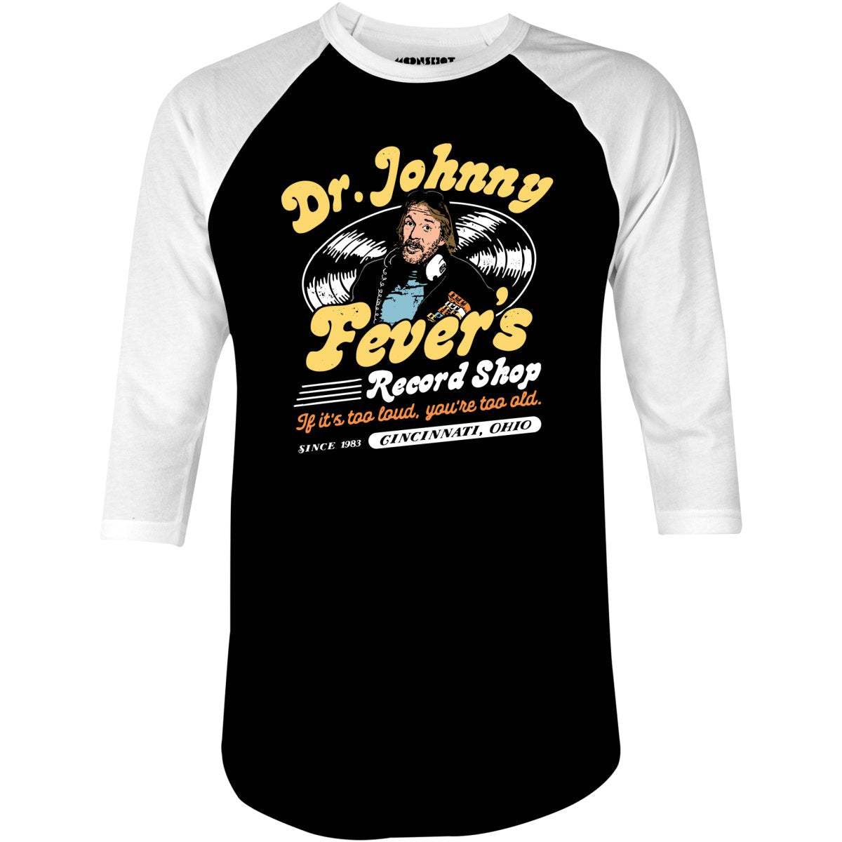 Dr. Johnny Fever's Record Shop - 3/4 Sleeve Raglan T-Shirt