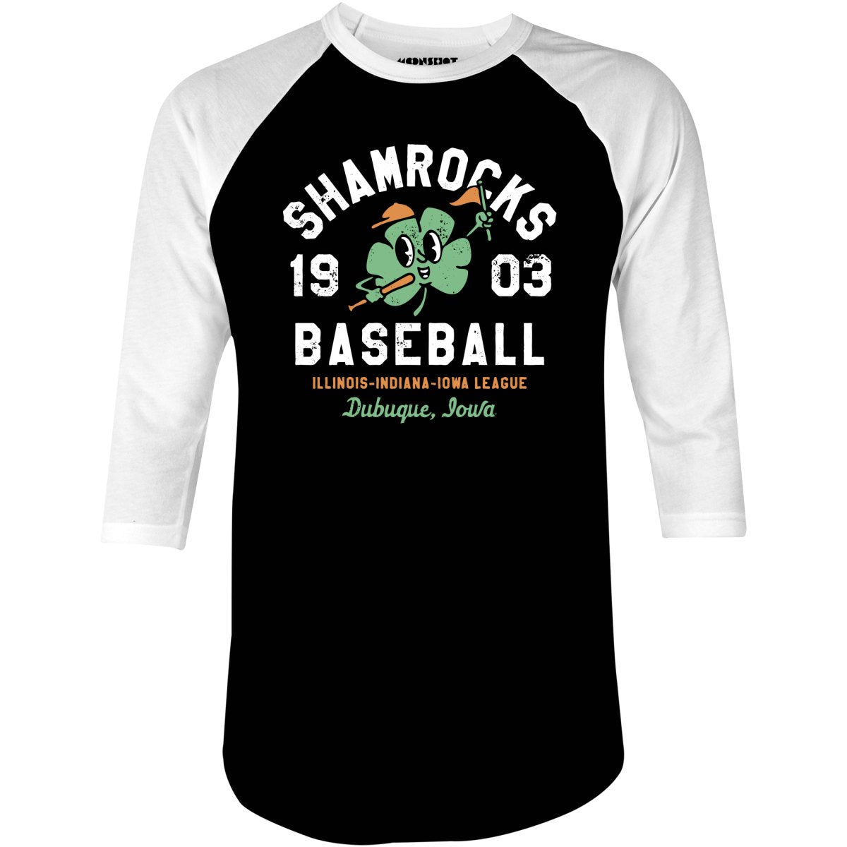 Dubuque Shamrocks - Iowa - Vintage Defunct Baseball Teams - 3/4 Sleeve Raglan T-Shirt