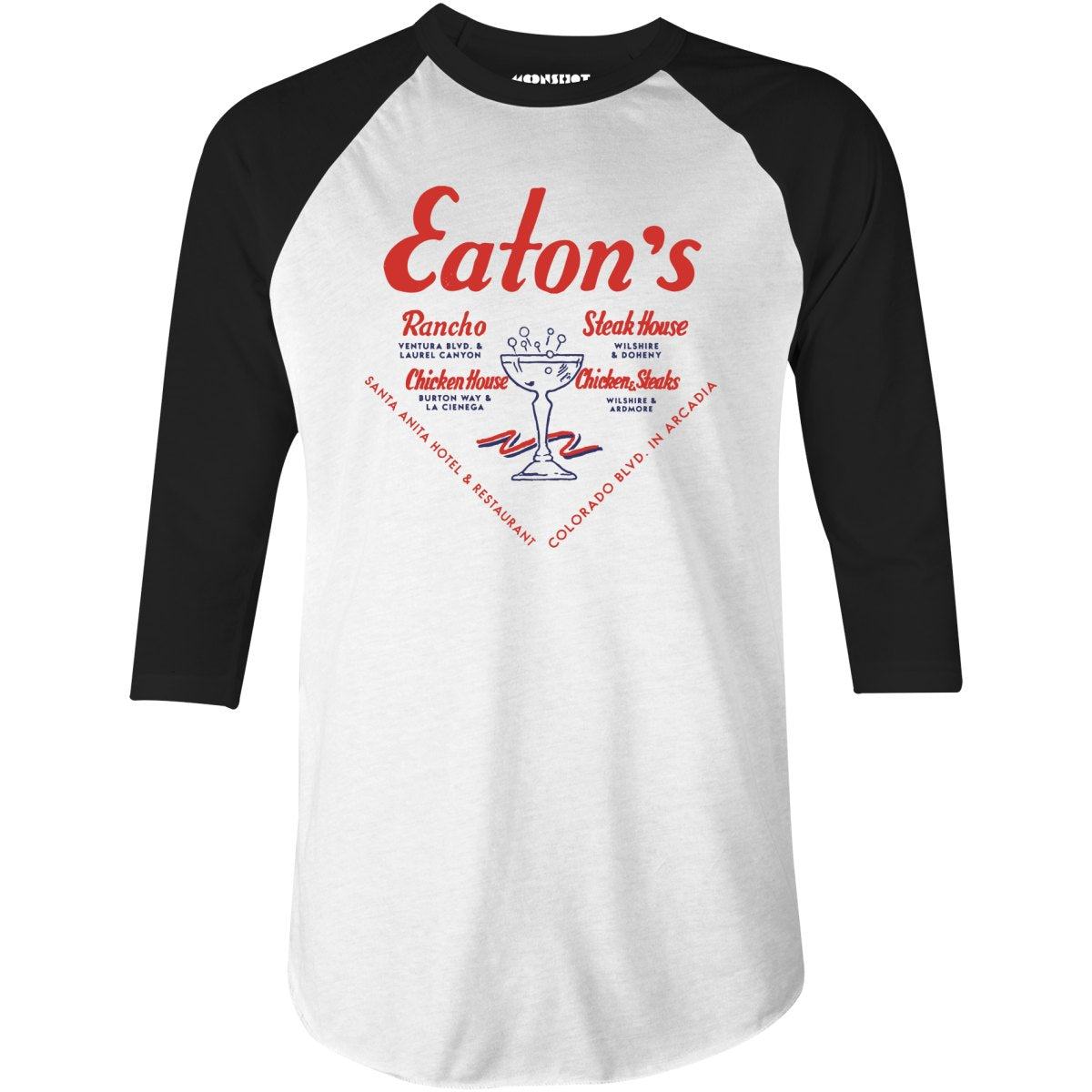 Eatons Restaurants - Los Angeles, CA - Vintage Restaurant - 3/4 Sleeve Raglan T-Shirt