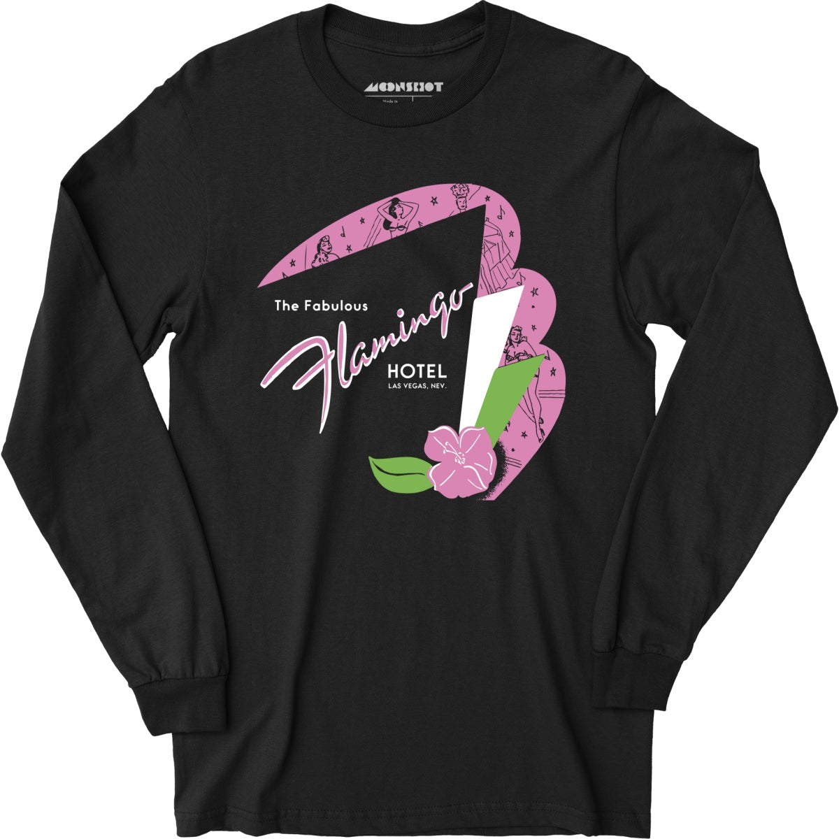 Fabulous Flamingo Hotel v2 - Vintage Las Vegas - Long Sleeve T-Shirt