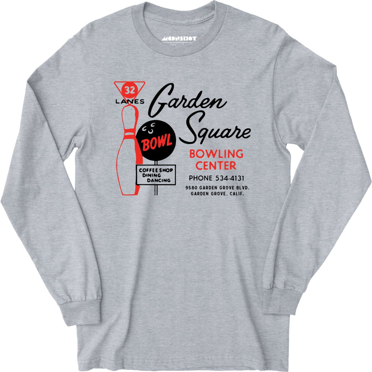 Garden Square Lanes - Garden Grove, CA - Vintage Bowling Alley - Long Sleeve T-Shirt