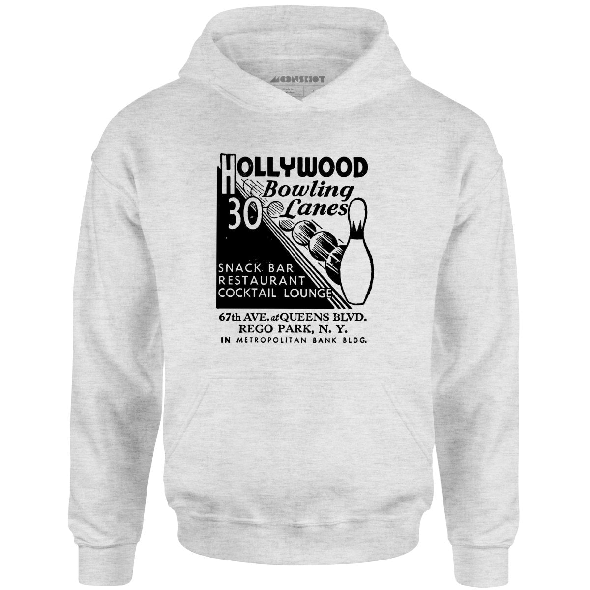 Hollywood Bowling Lanes - Rego Park, NY - Vintage Bowling Alley - Unisex Hoodie