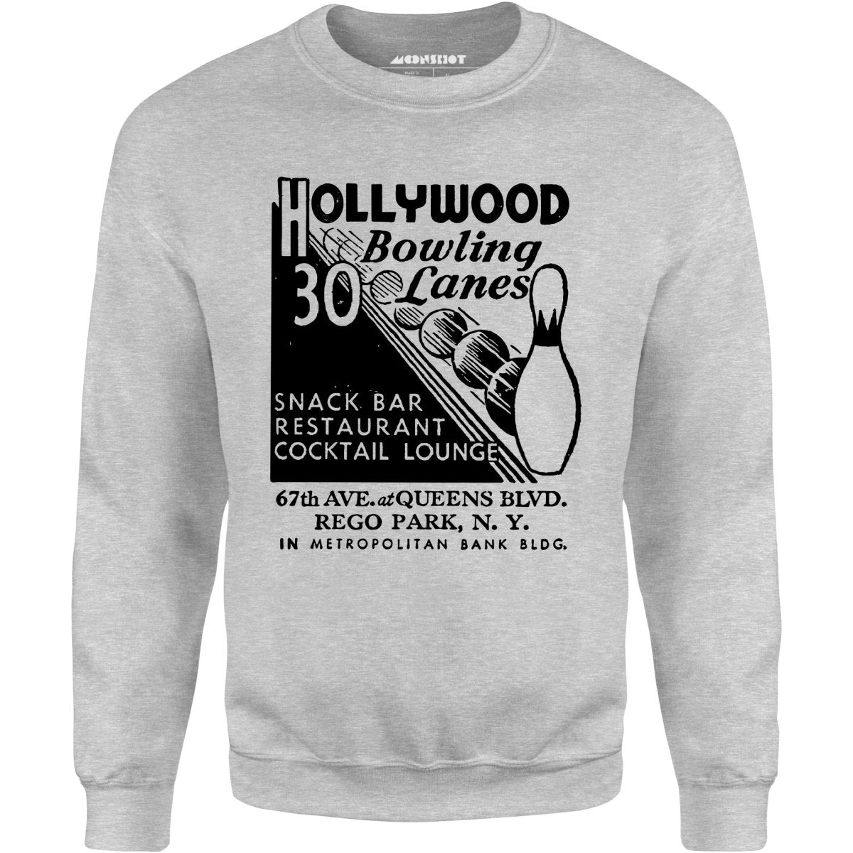 Hollywood Bowling Lanes - Rego Park, NY - Vintage Bowling Alley - Unisex Sweatshirt