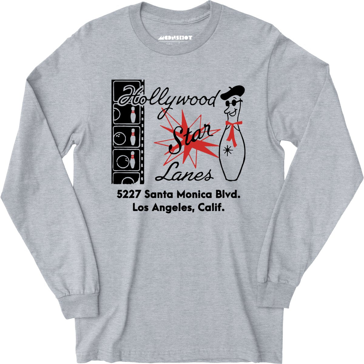 Hollywood Star Lanes - Los Angeles, CA - Vintage Bowling Alley - Long Sleeve T-Shirt