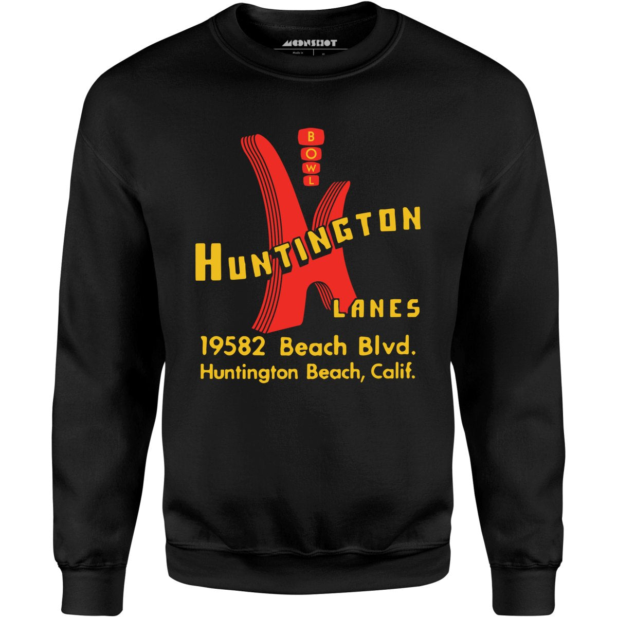 Huntington Lanes - Huntington Beach, CA - Vintage Bowling Alley - Unisex Sweatshirt