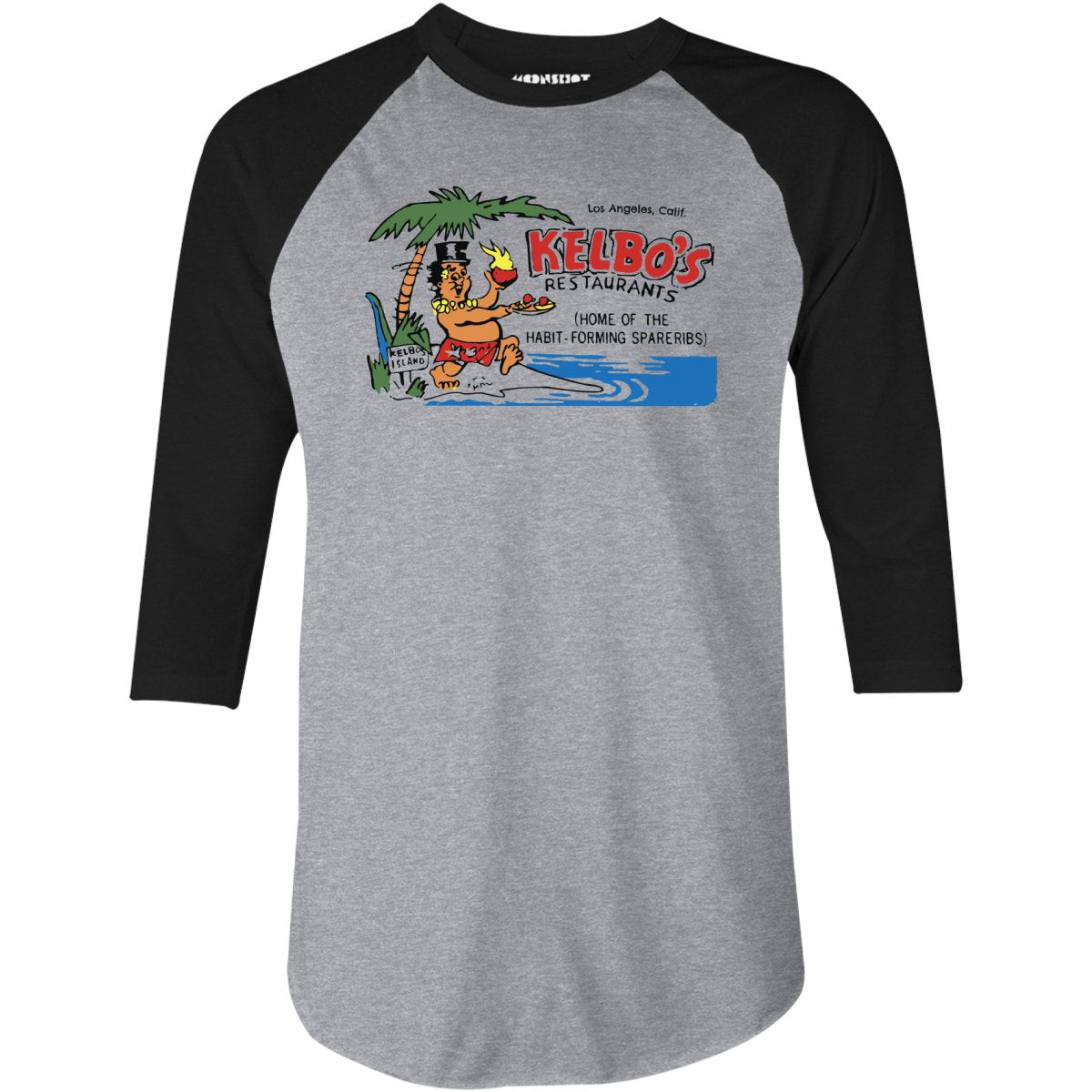 Kelbo's v2 - Los Angeles, CA - Vintage Tiki Bar - 3/4 Sleeve Raglan T-Shirt