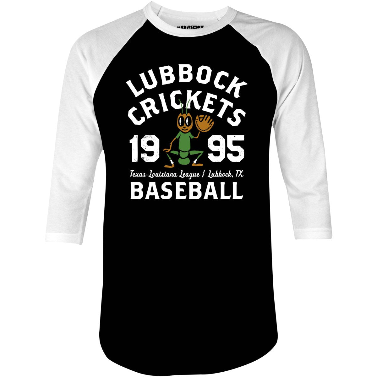 Lubbock Crickets - Texas - Vintage Defunct Baseball Teams - 3/4 Sleeve Raglan T-Shirt