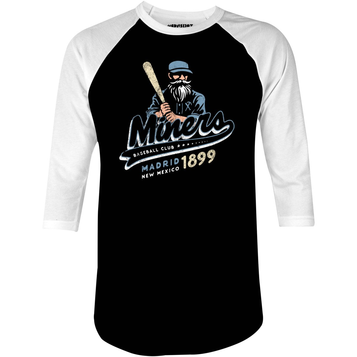 Madrid Miners - New Mexico - Vintage Defunct Baseball Teams - 3/4 Sleeve Raglan T-Shirt