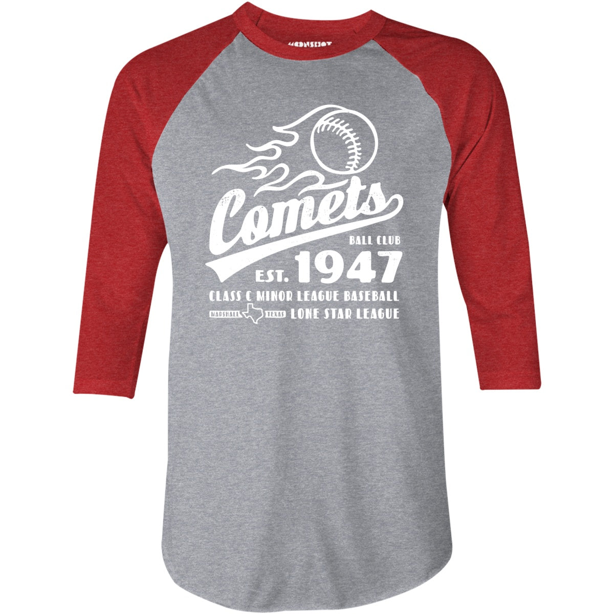 Marshall Comets - Texas - Vintage Defunct Baseball Teams - 3/4 Sleeve Raglan T-Shirt