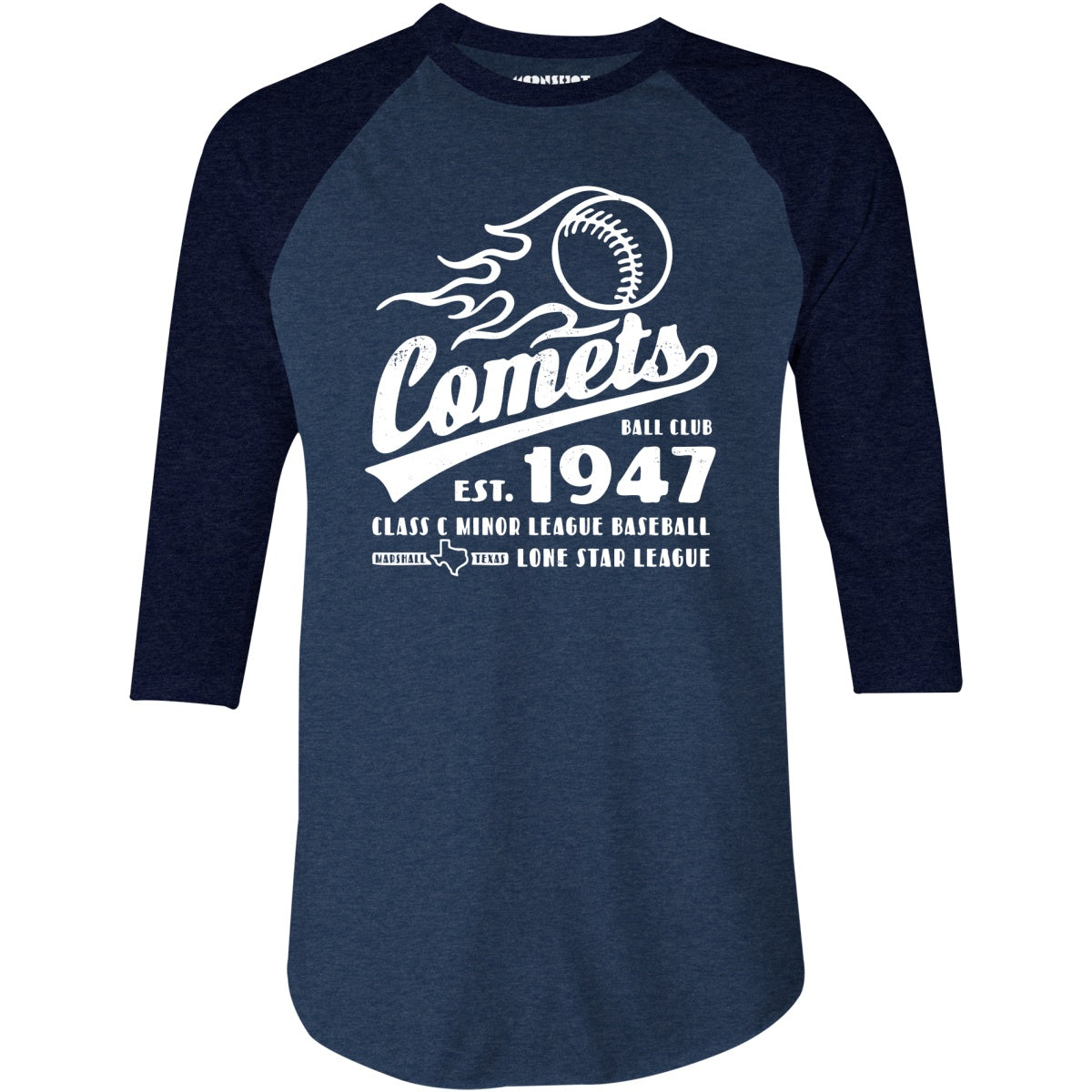 Marshall Comets - Texas - Vintage Defunct Baseball Teams - 3/4 Sleeve Raglan T-Shirt