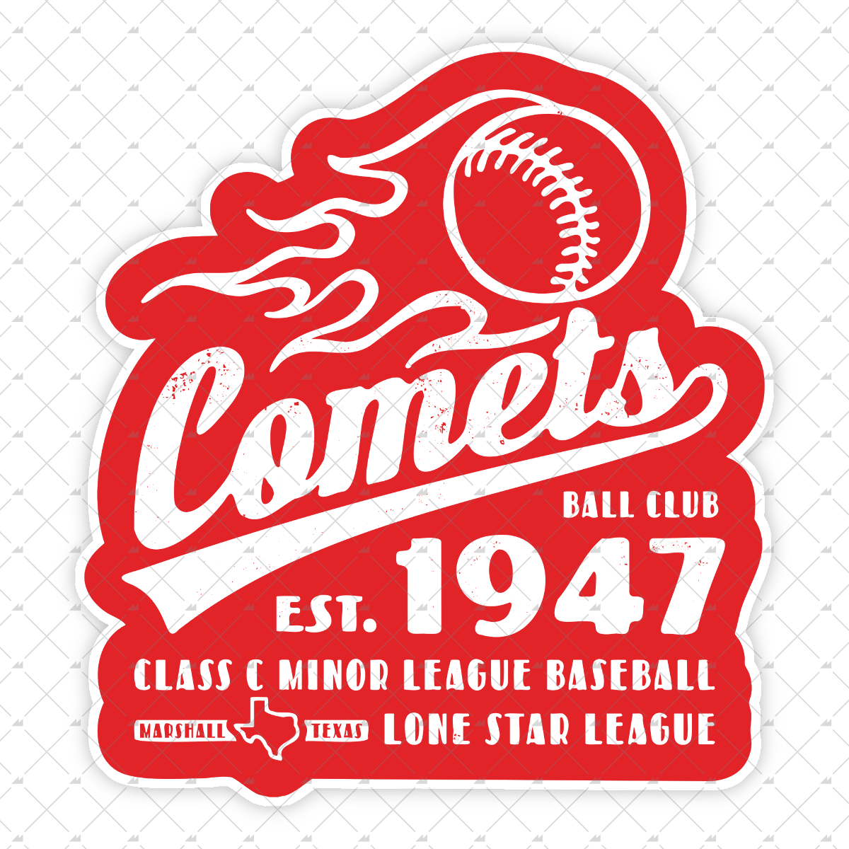 Marshall Comets - Texas - Vintage Defunct Baseball Teams - Sticker