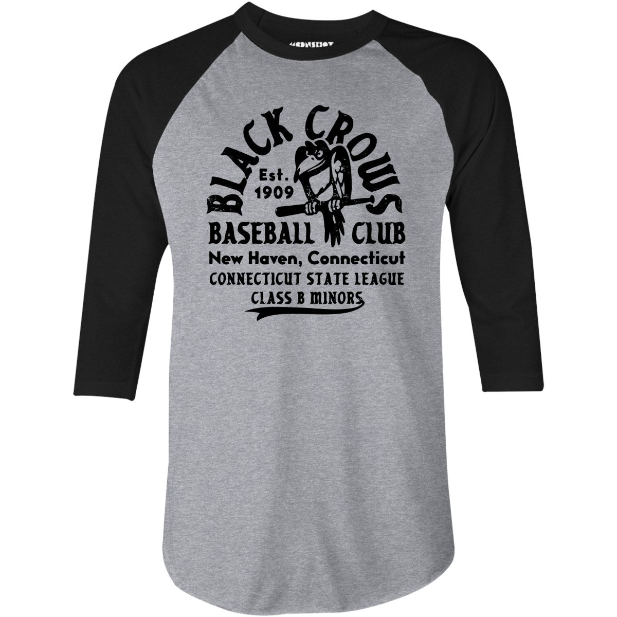 New Haven Black Crows - Connecticut - Vintage Defunct Baseball Teams - 3/4 Sleeve Raglan T-Shirt