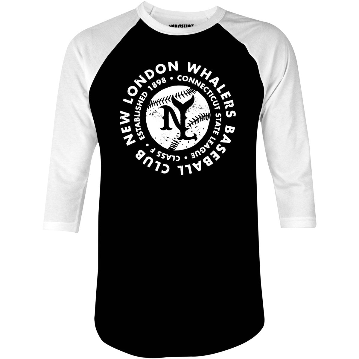 New London Whalers - Connecticut - Vintage Defunct Baseball Teams - 3/4 Sleeve Raglan T-Shirt