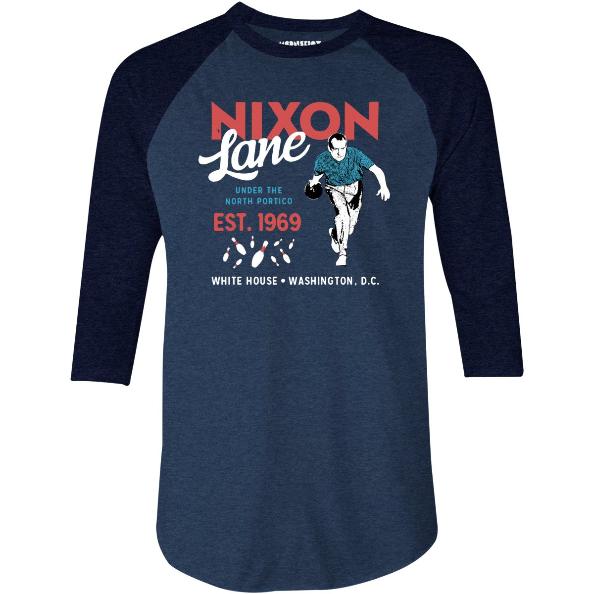 Nixon Lane - Washington D.C. - Vintage Bowling Alley - 3/4 Sleeve Raglan T-Shirt