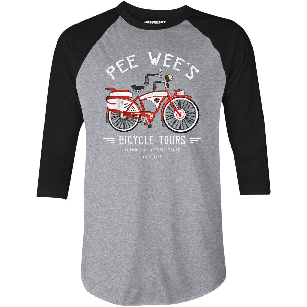 Pee Wee's Bicycle Tours - 3/4 Sleeve Raglan T-Shirt