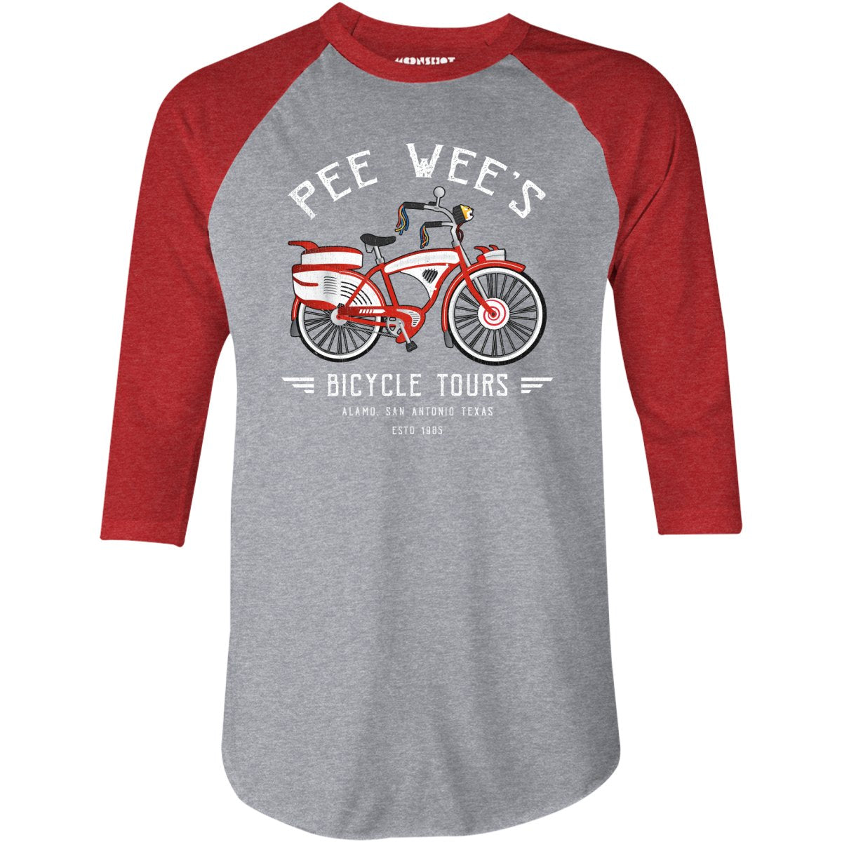 Pee Wee's Bicycle Tours - 3/4 Sleeve Raglan T-Shirt