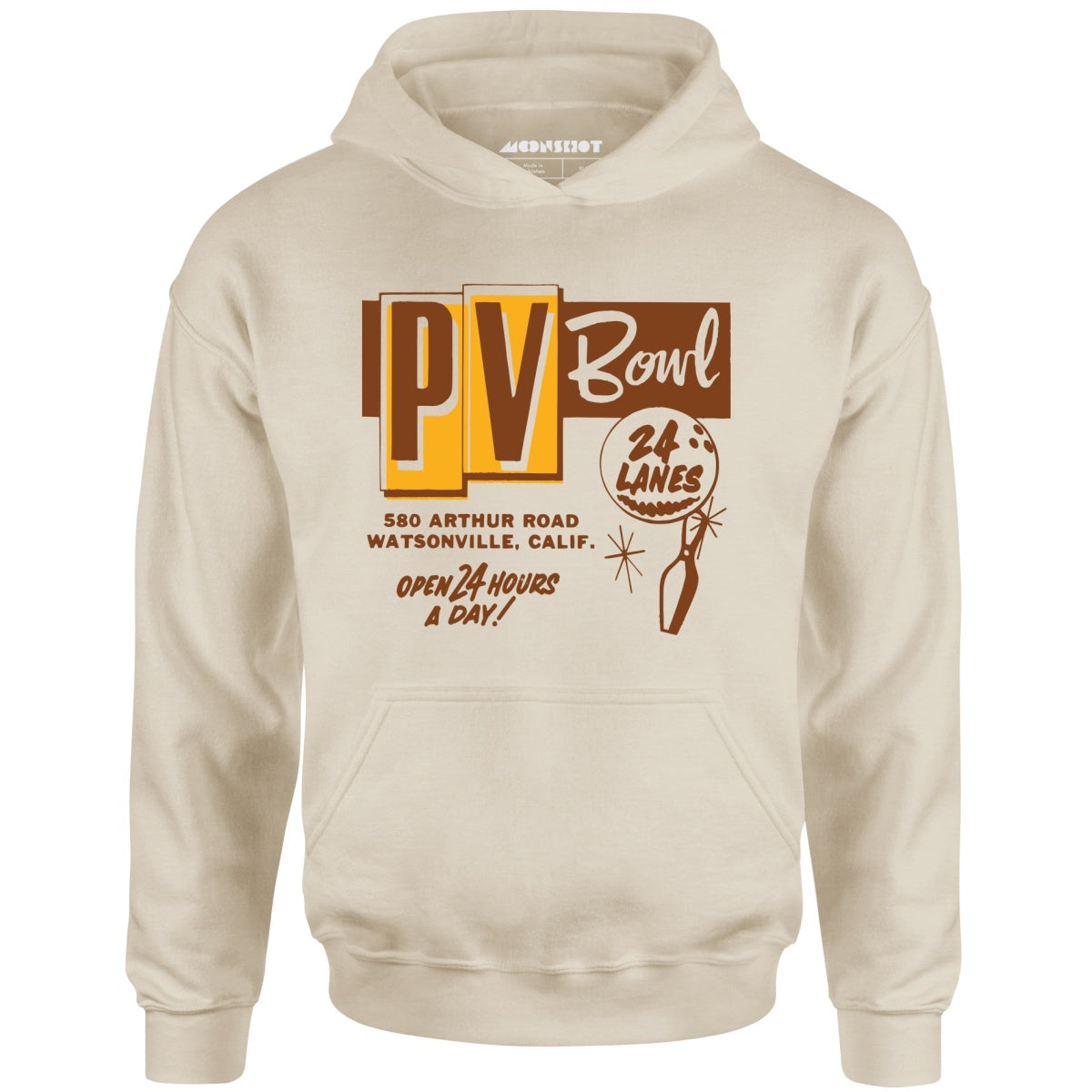 PV Bowl - Watsonville, CA - Vintage Bowling Alley - Unisex Hoodie