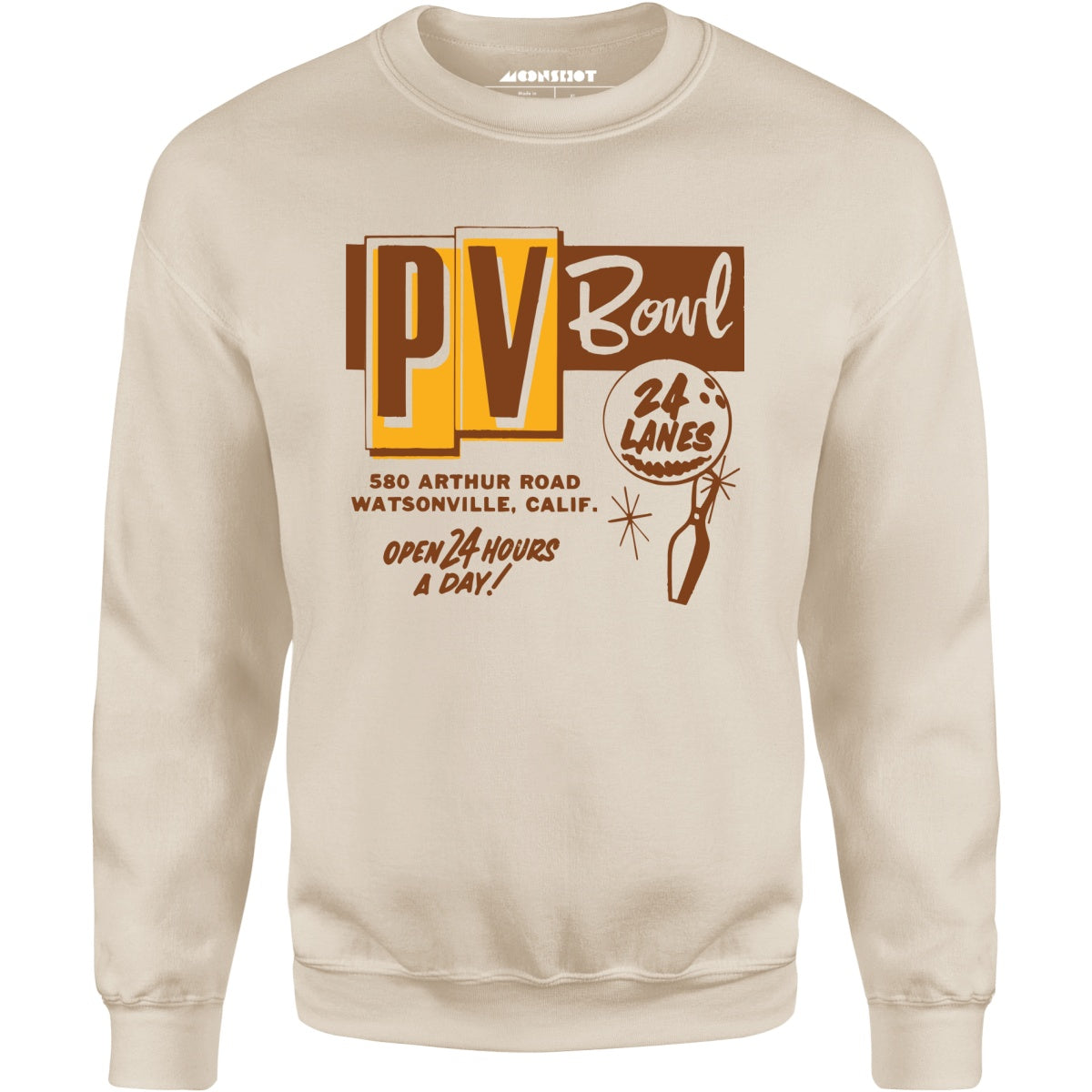 PV Bowl - Watsonville, CA - Vintage Bowling Alley - Unisex Sweatshirt