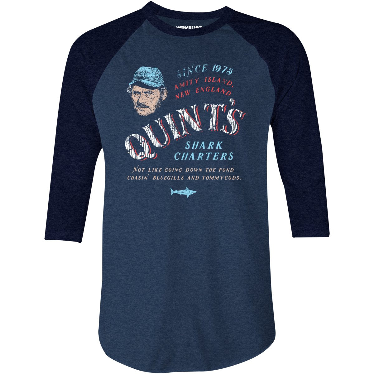 Quint's Shark Charters - 3/4 Sleeve Raglan T-Shirt