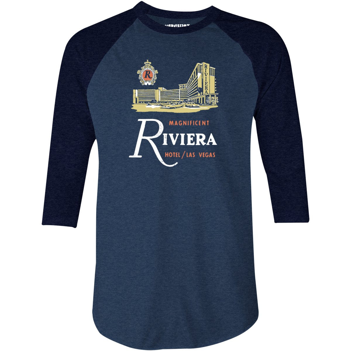 Riviera Hotel v2 - Vintage Las Vegas - 3/4 Sleeve Raglan T-Shirt