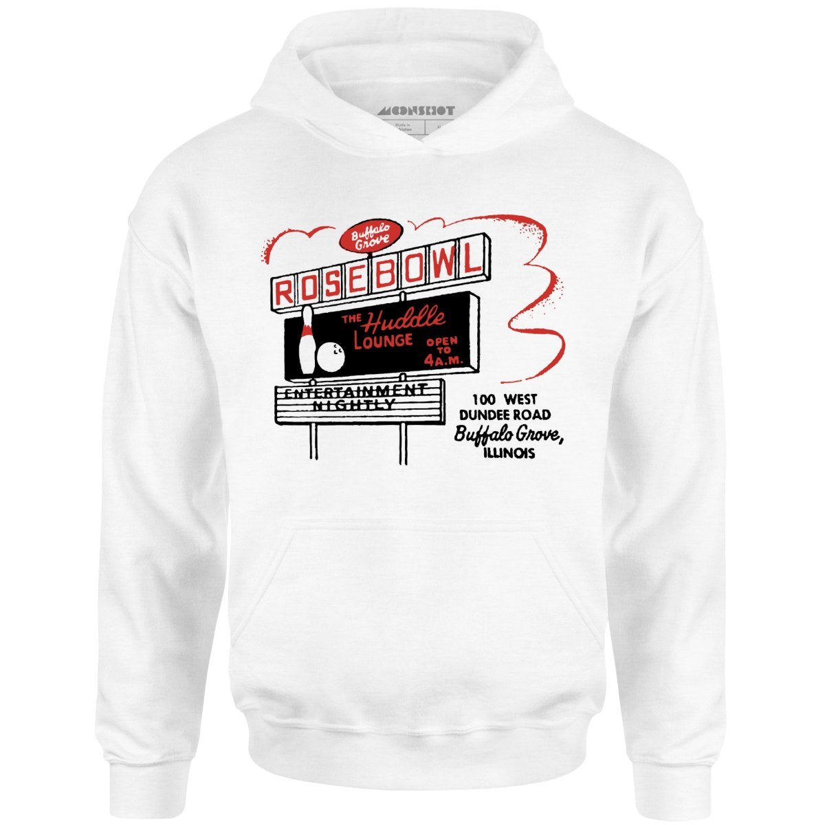 Rose Bowl - Buffalo Grove, IL - Vintage Bowling Alley - Unisex Hoodie