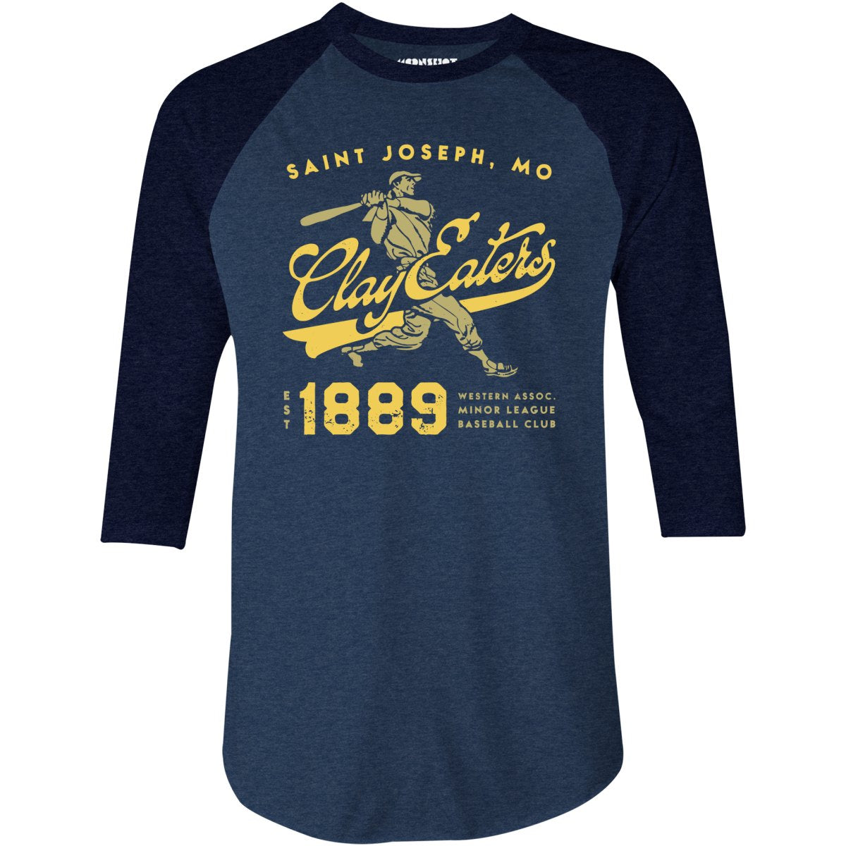 Saint Joseph Clay Eaters - Missouri - Vintage Defunct Baseball Teams - 3/4 Sleeve Raglan T-Shirt