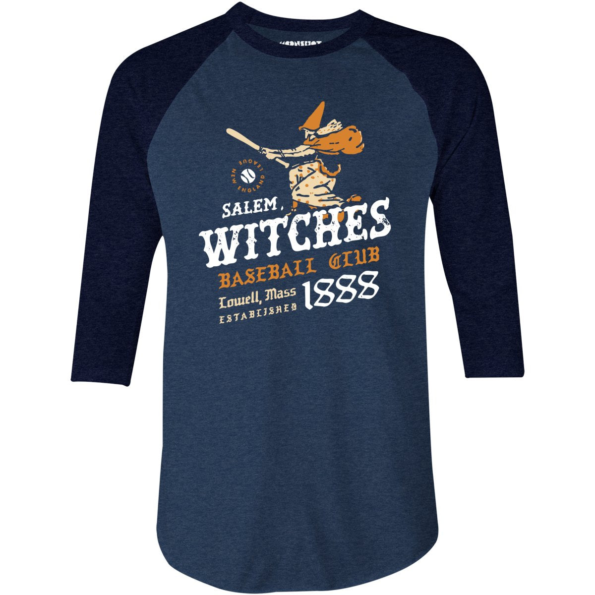 Salem Witches - Massachusetts - Vintage Defunct Baseball Teams - 3/4 Sleeve Raglan T-Shirt