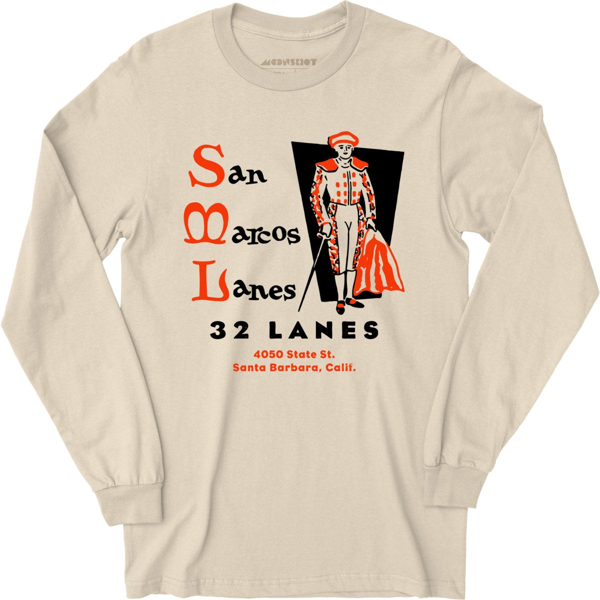 San Marcos Lanes - Santa Barbara, CA - Vintage Bowling Alley - Long Sleeve T-Shirt