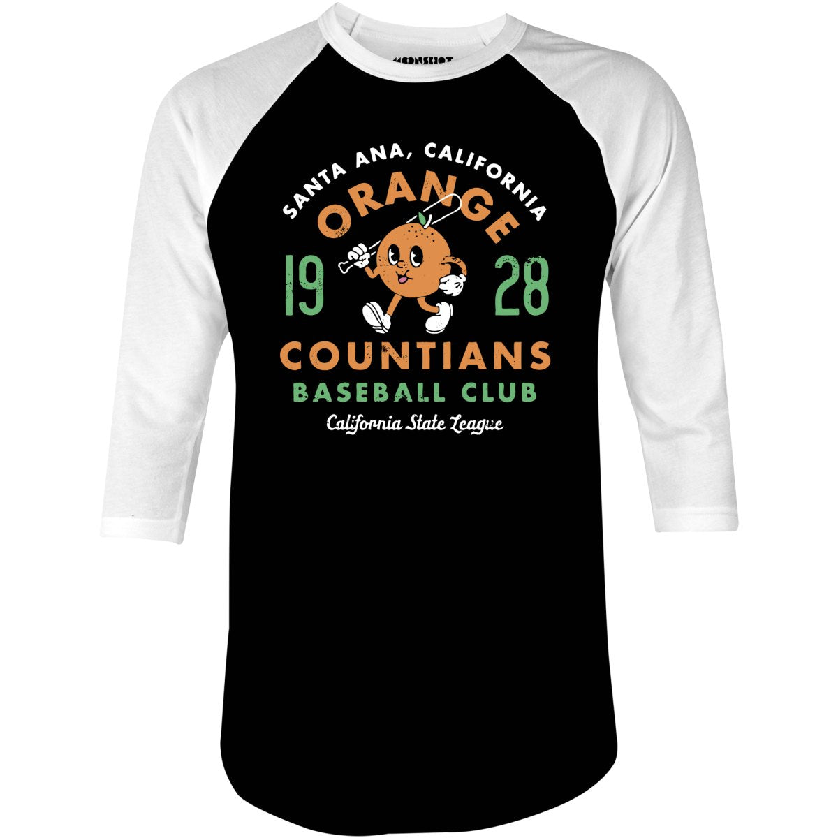 Santa Ana Orange Countians - California - Vintage Defunct Baseball Teams - 3/4 Sleeve Raglan T-Shirt