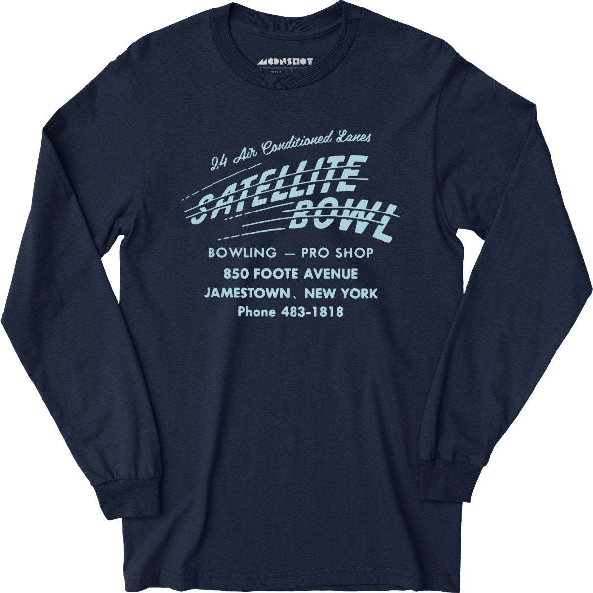 Satellite Bowl - Jamestown, NY - Vintage Bowling Alley - Long Sleeve T-Shirt