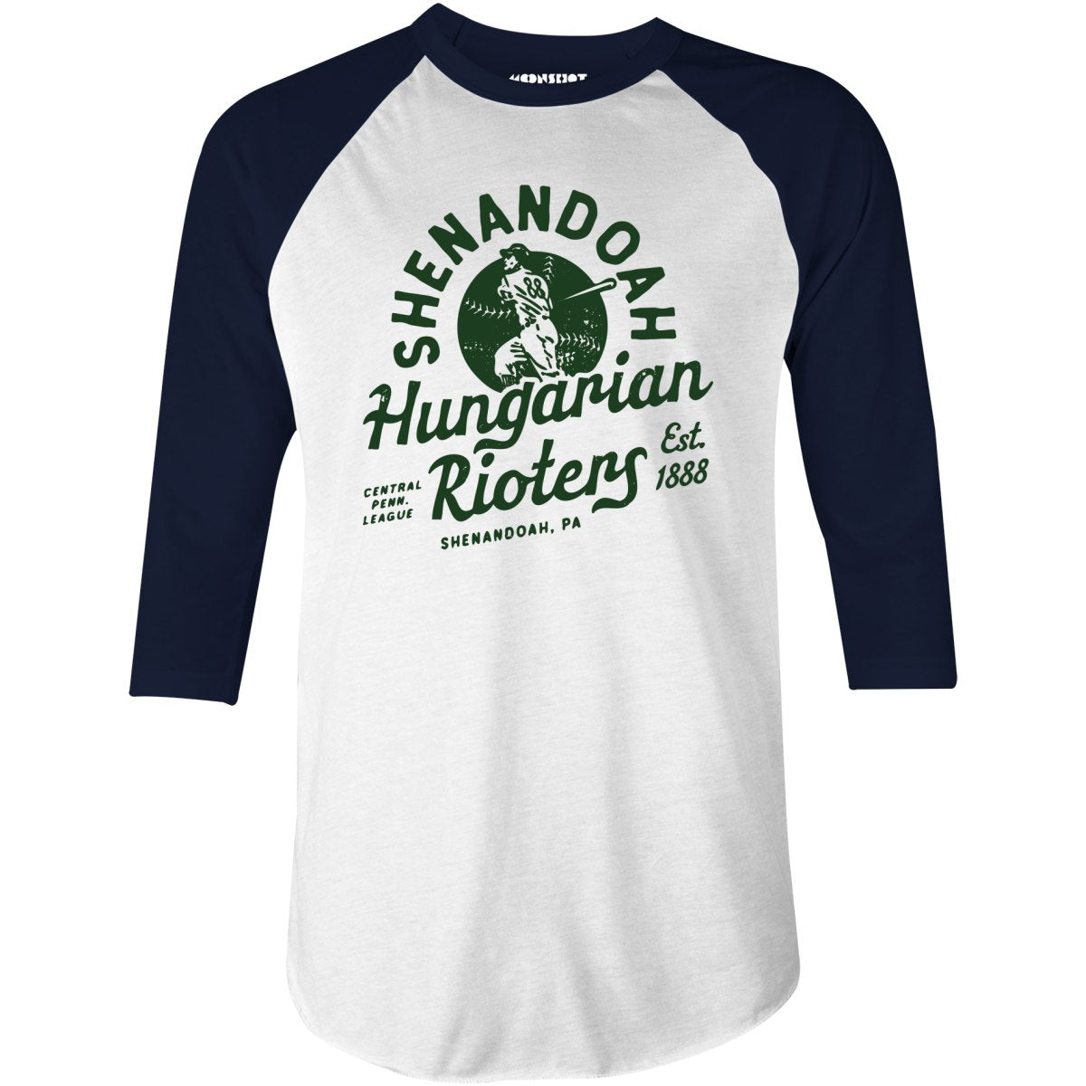 Shenandoah Hungarian Rioters - Pennsylvania - Vintage Defunct Baseball Teams - 3/4 Sleeve Raglan T-Shirt