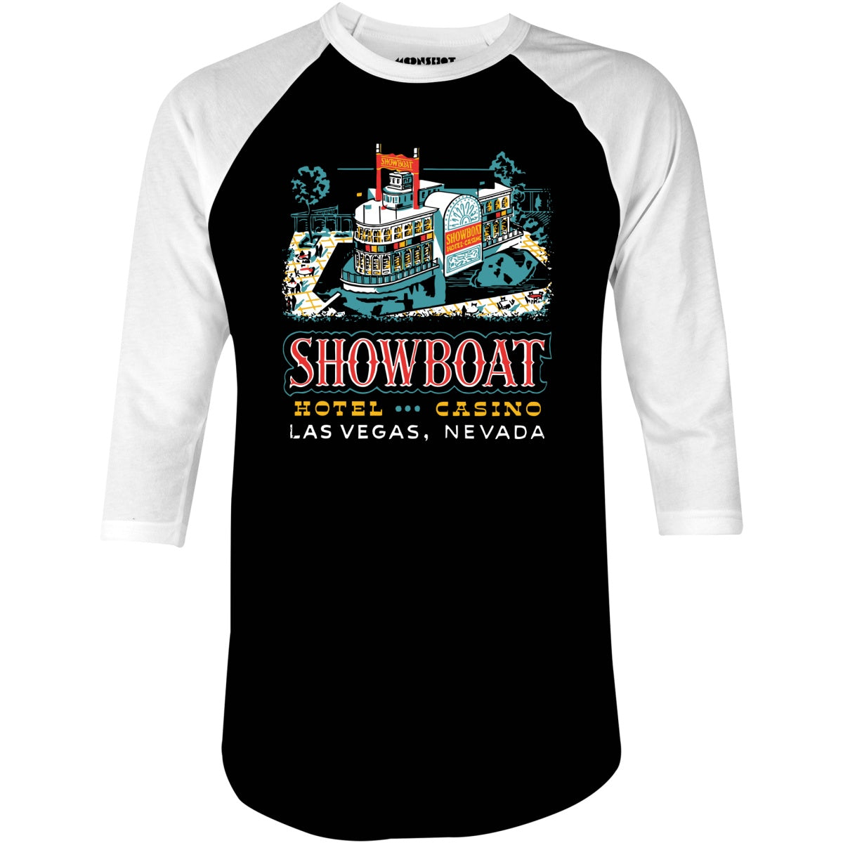 Showboat Hotel & Casino v2 - Vintage Las Vegas - 3/4 Sleeve Raglan T-Shirt